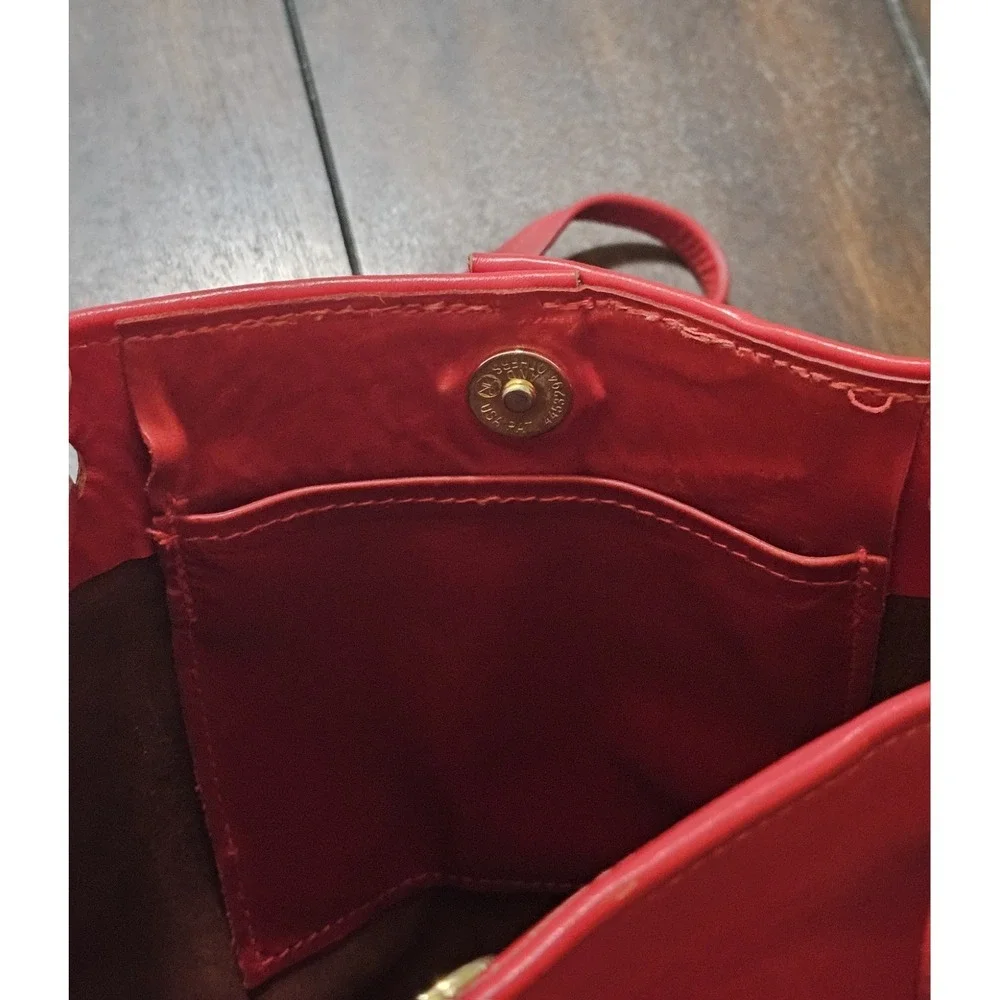 Vintage Hans Koch Ltd Soho New York Red Leather Bucket Shoulder Bag‎ Braided